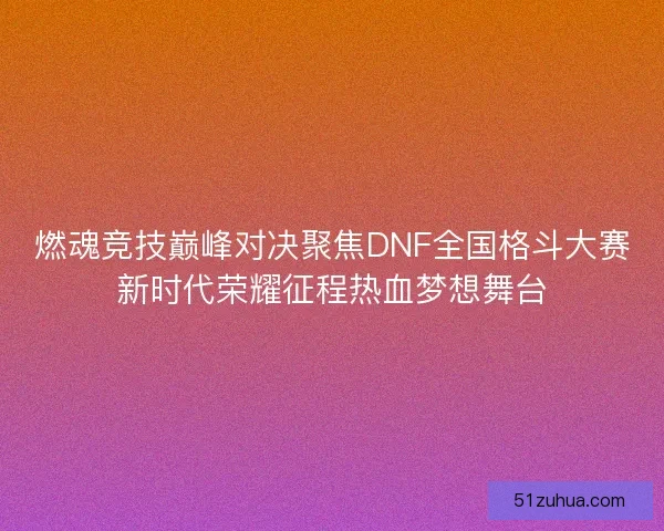 燃魂竞技巅峰对决聚焦DNF全国格斗大赛新时代荣耀征程热血梦想舞台