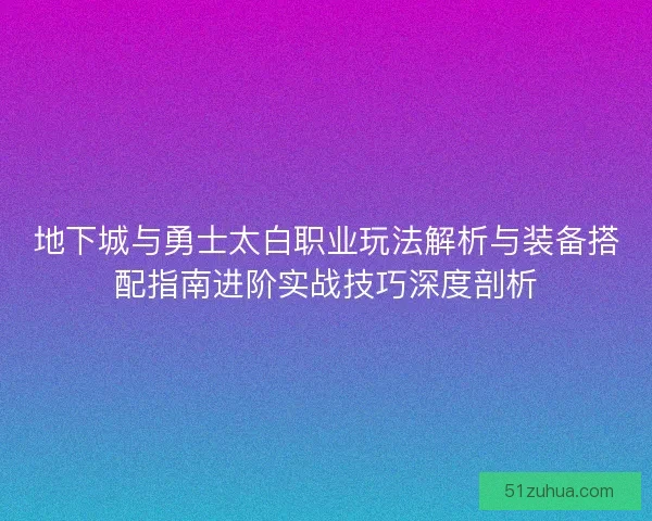 地下城与勇士太白职业玩法解析与装备搭配指南进阶实战技巧深度剖析