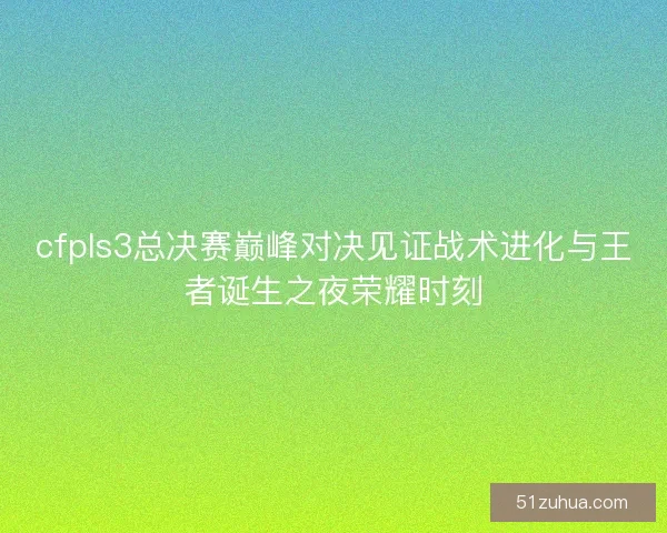 cfpls3总决赛巅峰对决见证战术进化与王者诞生之夜荣耀时刻 cfpls3总决赛巅峰对决见证战术进化与王者诞生之夜荣耀时刻